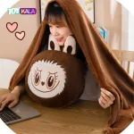 عروسک لبوبو پتوبالشتی قهوه ای با پتوی مسافرتی 40 سانتیمتر