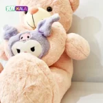 عروسک خرس قلب دار صورتی طرح کرومی سایز بزرگ 120 سانتیمتر