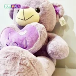 عروسک خرس قلب به دست بنفش سایز بزرگ