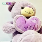 عروسک خرس قلب به دست بنفش سایز بزرگ