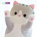 عروسک گربه بالشتی سایز بزرگ طوسی 90 سانتیمتر