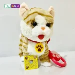 اسباب بازی گربه موزیکال قهوه ای مدل قلادهدار + سنسور نوازش