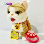 اسباب بازی گربه موزیکال قهوه ای مدل قلادهدار + سنسور نوازش