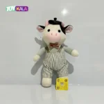 عروسک گاو پسر لباسدار طوسی 35 سانتیمتر